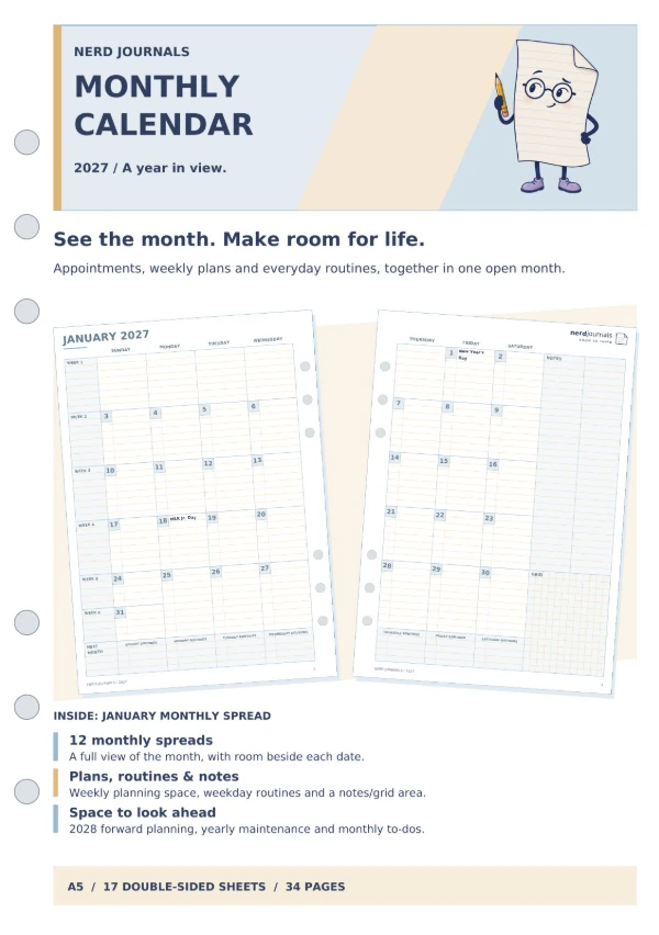 Monthly Calendar with real interior previews