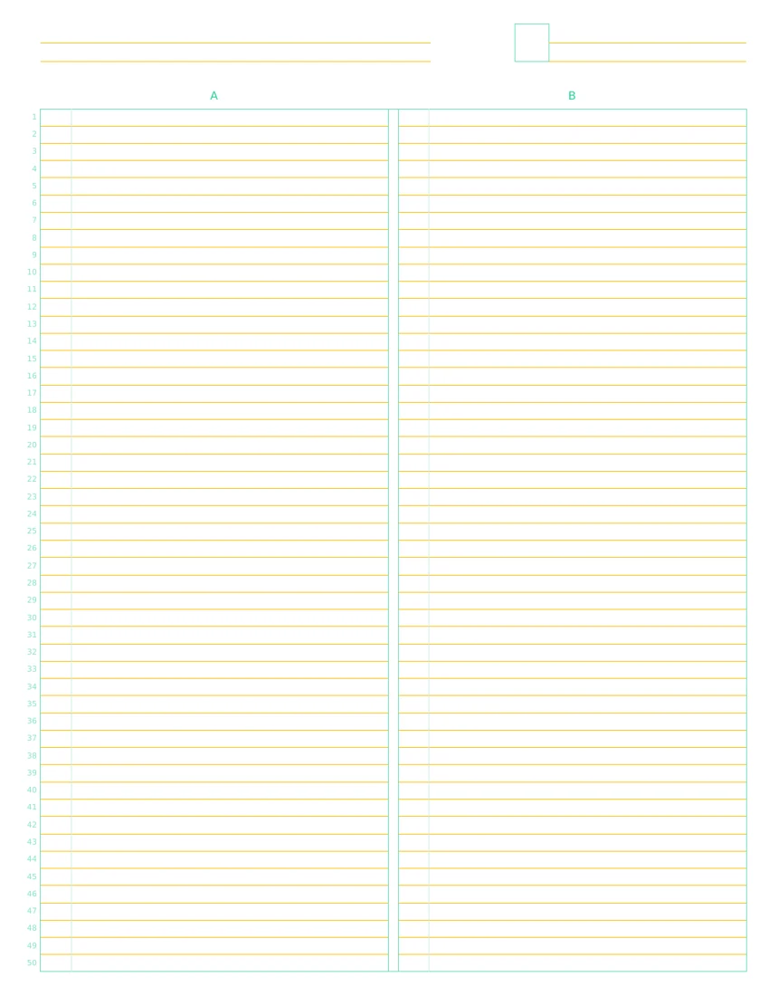 US Letter Naturalist Jade 2-column note paper, front layout